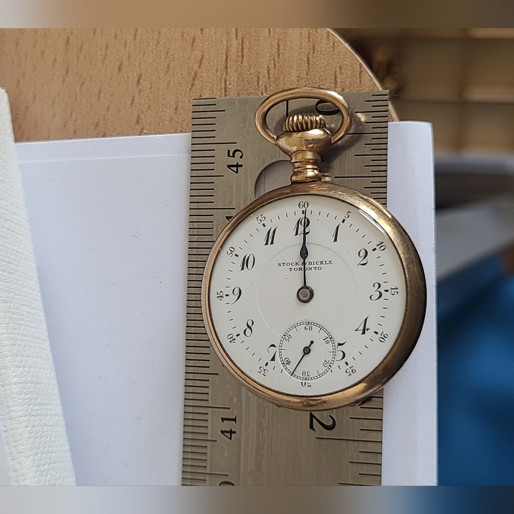 Vintage Small Gold Filled Stock and Bickle Toronto Canadian Antique Pocket Watch - Picture 5 of 8